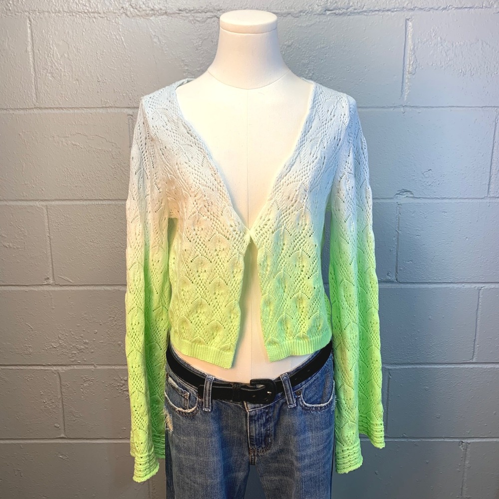 Amanda Uprichard Ombre Crochet Knit Cropped Cardigan Sweater Women's Large - Picture 3 of 9